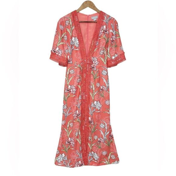 Finders Keepers Floral Lace Midi Dress Size Small - Picture 1 of 13